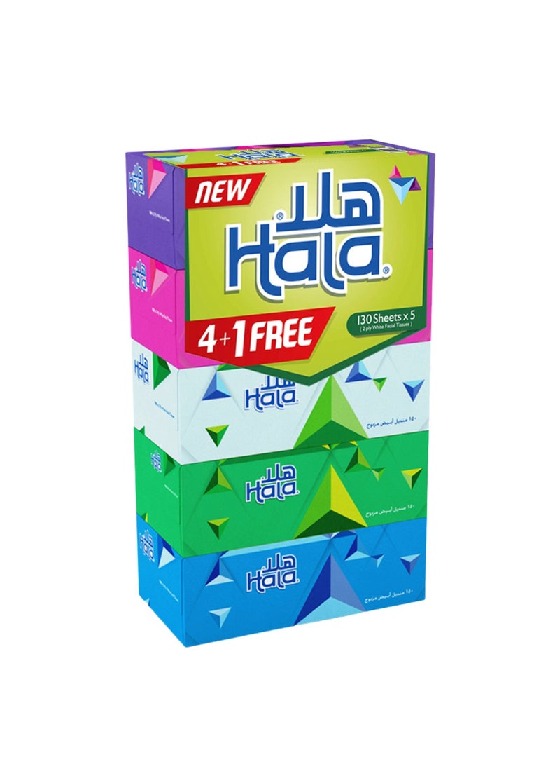 Hala مناديل وجه 2 طبقة متنوعة 130 ورقة، 5 علب × 3 (15 علبة) - Image 2